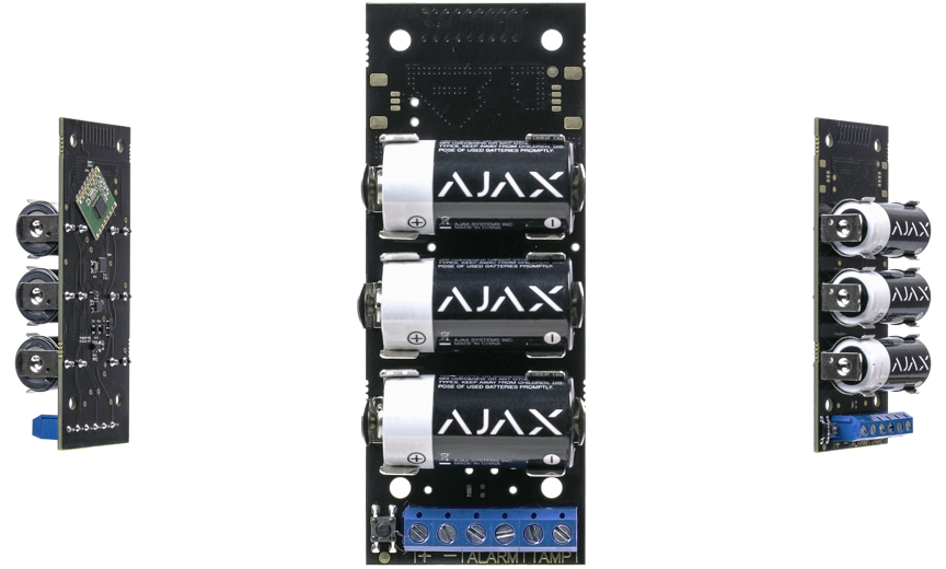 Беспроводной модуль интеграции датчиков других производителей в систему безопасности Аякс через проводной выход.